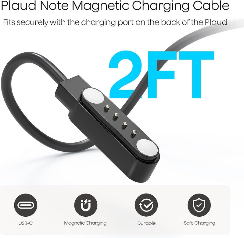PLAUD مجموعة استبدال لجهاز تسجيل الصوت Note AI – كابل شحن مغناطيسي USB-C وحلقة مغناطيسية رفيعة 0.2 بوصة، كابل شحن سريع بطول 2 قدم، ملحق متوافق رسمي، بديل احتياطي - Image 3